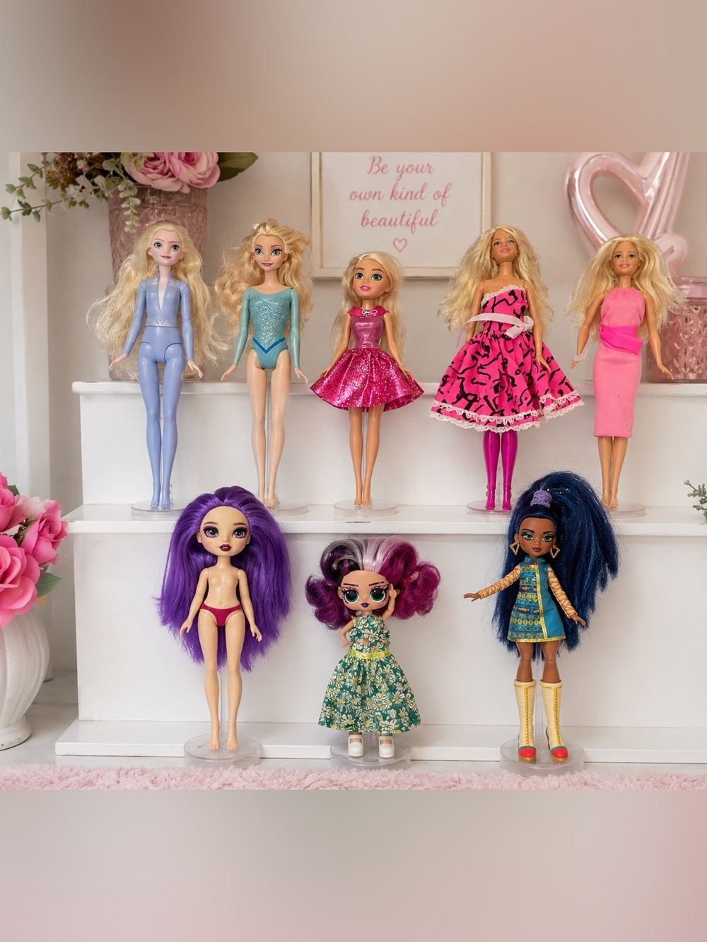 Lot of 9 Fashion Dolls – Disney Frozen Elsa, Barbie, Rainbow High…